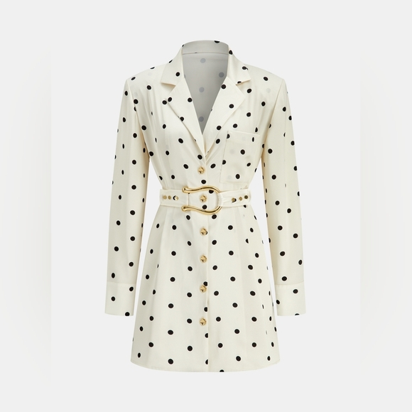 Commense Dresses & Skirts - Commense Padded Shoulders Polka Dot Belted Blazer Dress

NWT Medium